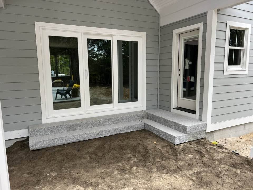 Granite step landing at a home entry