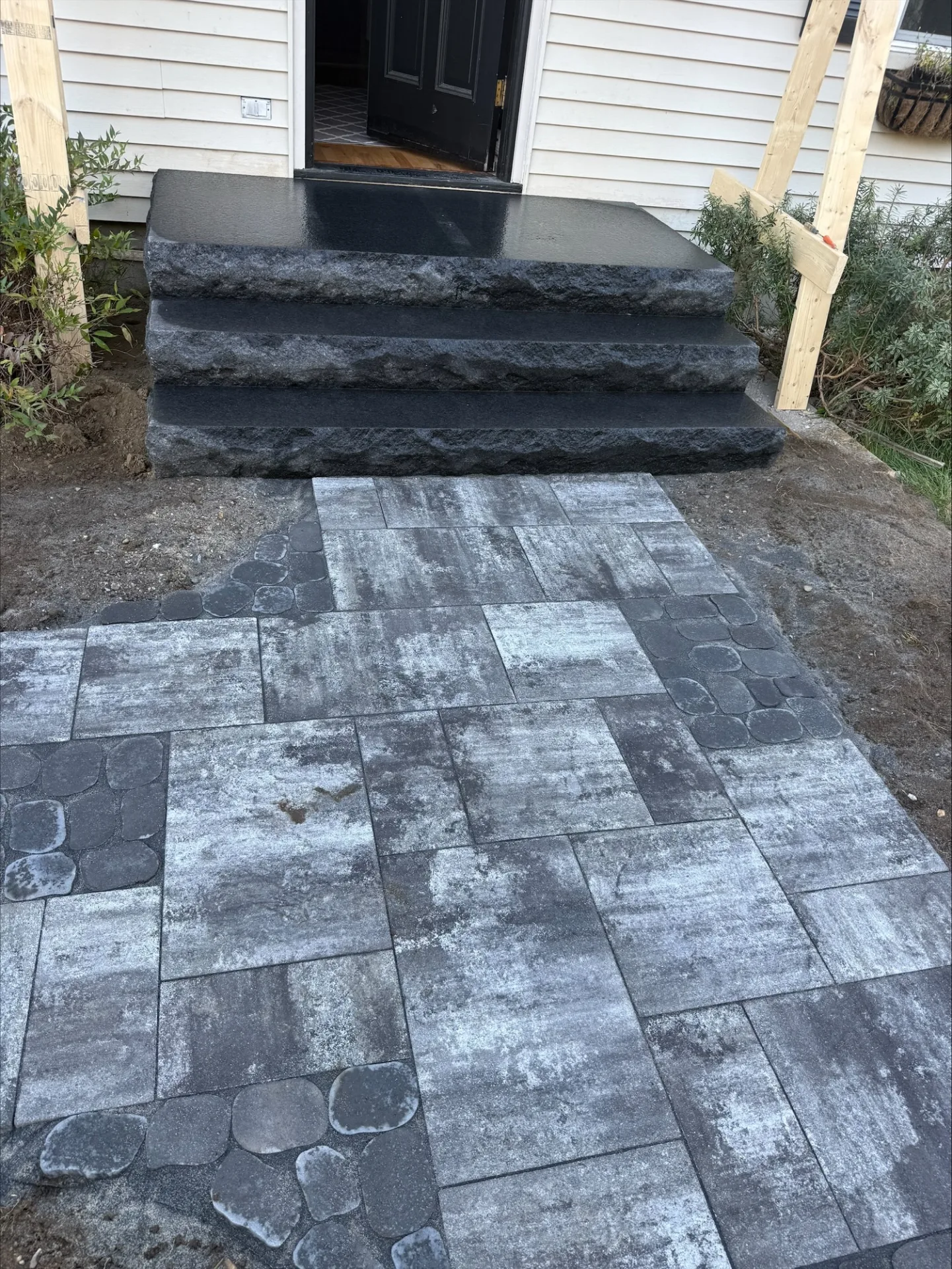 Paver walkway & granite steps
