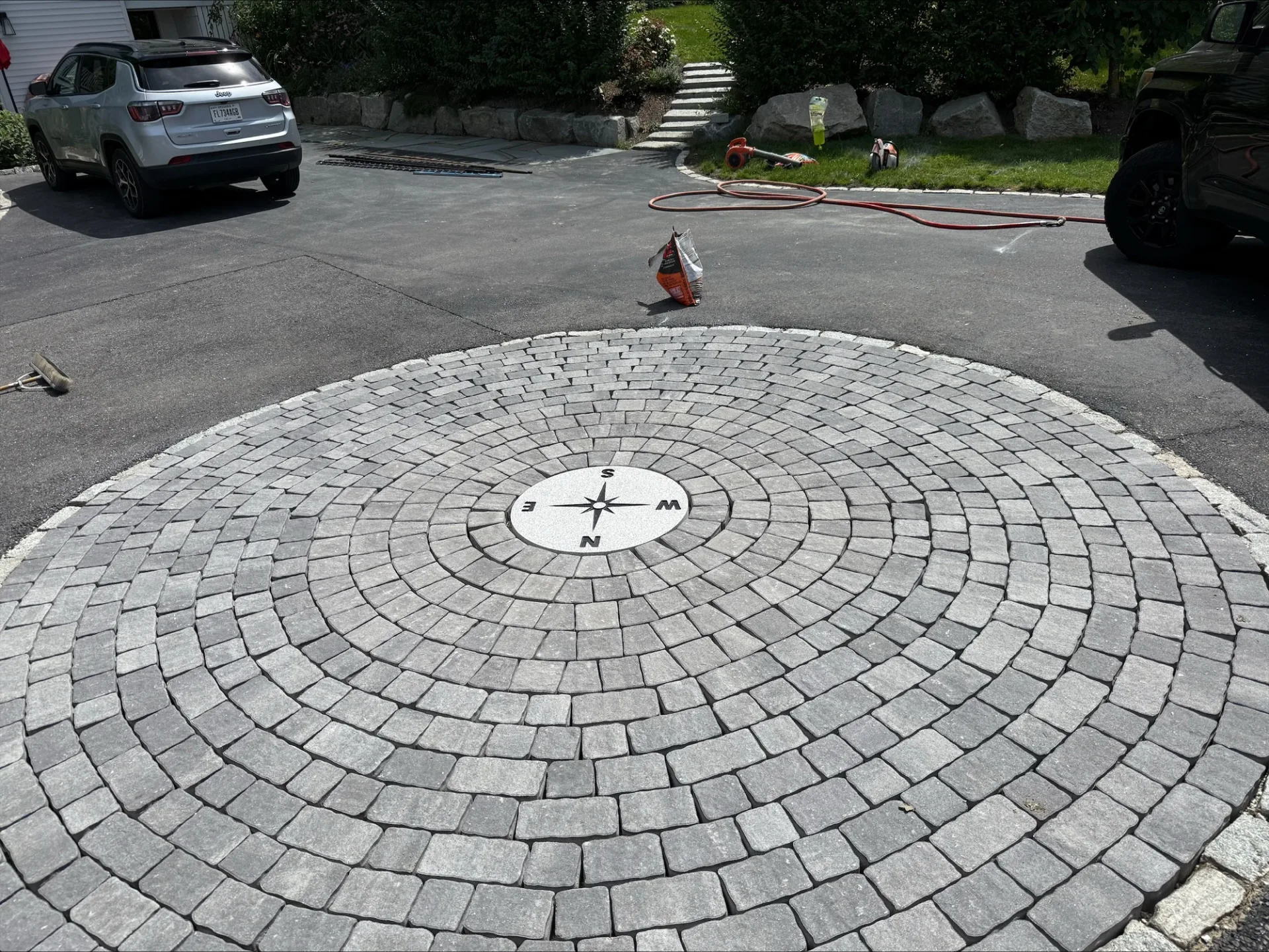 Compass rose paver circle