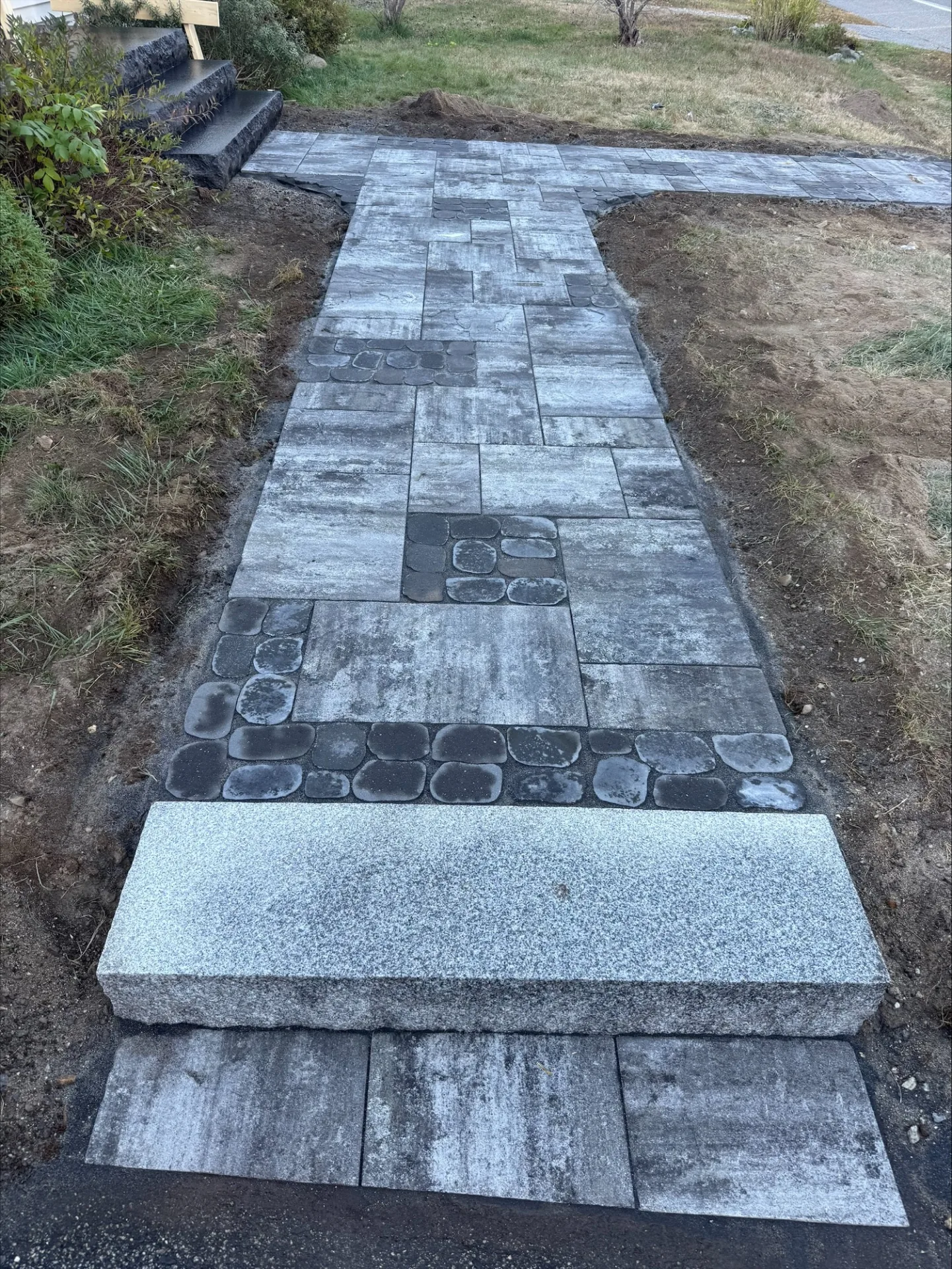 Paver walkway long view from above