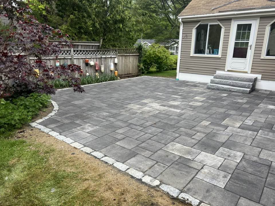 Stone patio with granite detailing
